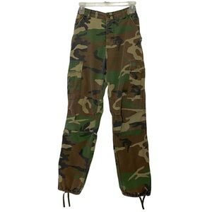 Vintage 90s Army Camo Cargo Pants Mens Size XXS Unisex Camouflage Green Brown